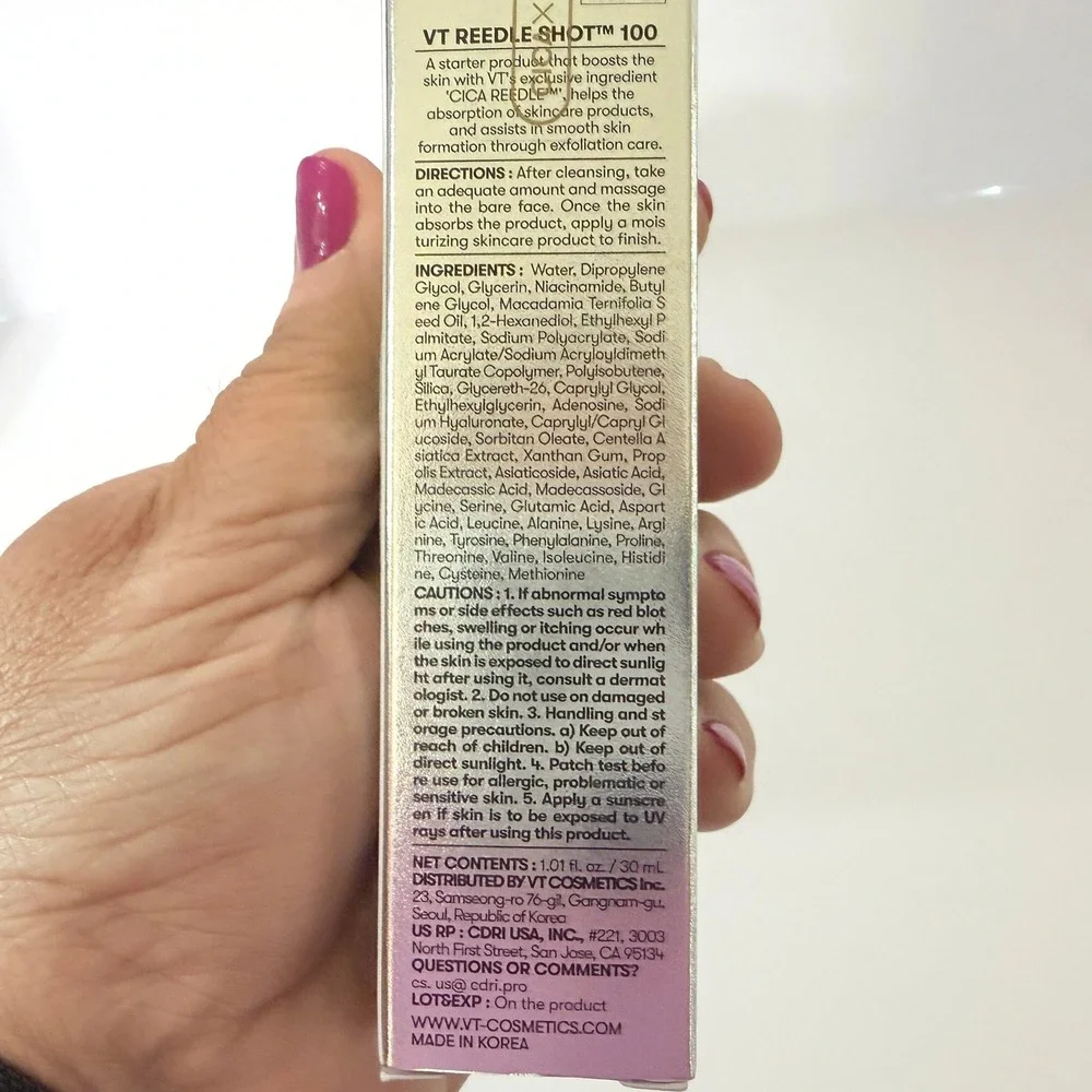 VT Cosmetics Reedle Shot 100 Cica Hyalon Essence Skin Booster 30mL New